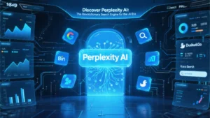 An image of perplexity AI surrounded by other search options.